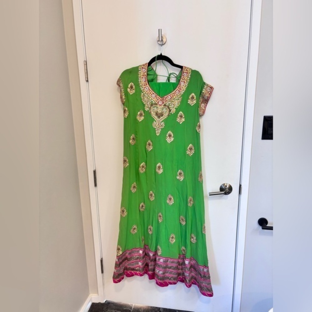 Vibrant Green Embellished Anarkali